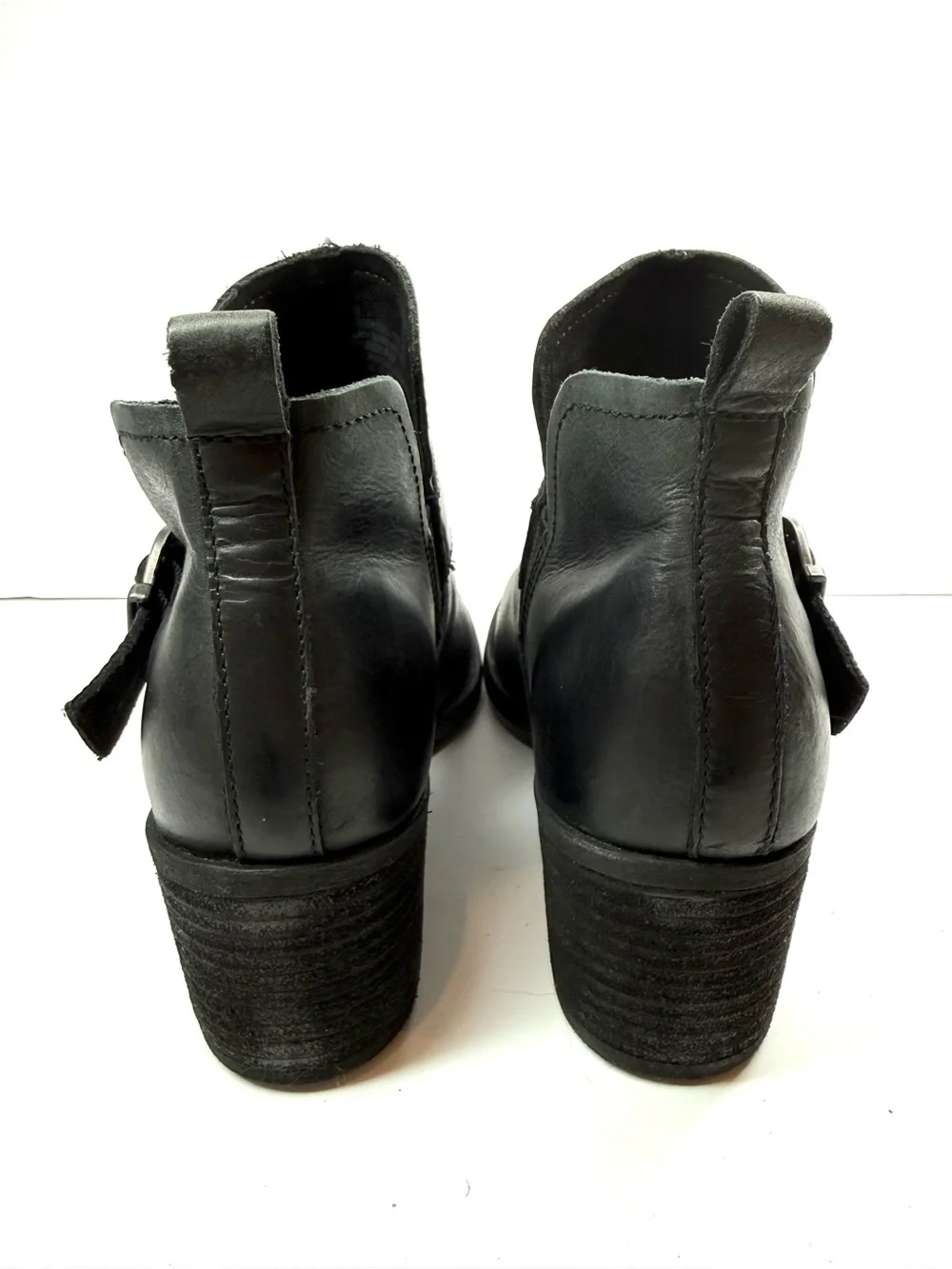 Born Royce Black Leather Buckle Ankle Boots Women’s Size 9M